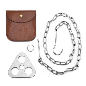 GRITR Camping Tripod Grill Board Set - Tripod Plate, Adjustable Chain, Case - Picture 1 of 7