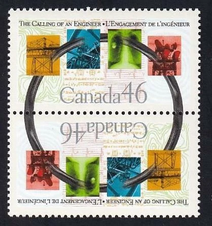Canada 2000 sc#1848a Calling of an Engineer 46¢, MNH vertical tête bêche pair - Image 1 of 1