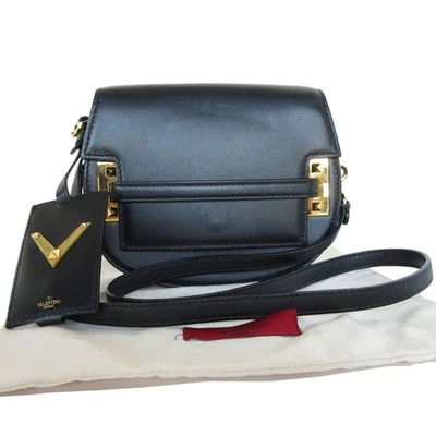 Auténtico Bolso de Hombro Valentino Garavani Negro/Dorado Cuero/Metal - s0512k Foto 1 de 4