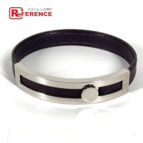 HERMÈS Y0713 Bracciale Hermes Puspus Logo Pelle Unisex Viola