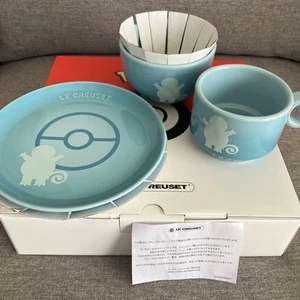 Pokemon Le Creuset Squirtle printed stacking mugs, plate, rice ball Set No Box - Picture 1 of 3