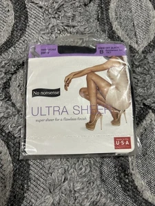 No Nonsense Ultra Sheer PantyHose Reinforced Panty/Toe Size B Off Black NEW - Picture 1 of 3