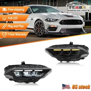 Pair Full LED Headlights For Ford Mustang 2018-2023 Head Front Lamps Assembly - Picture 1 of 24