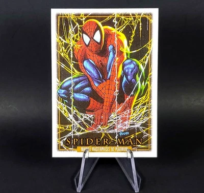 Spider Man SSP Marvel Obras Maestras '92 Platino Madera Paralelo #87 Spider-Man Foto 1 de 4