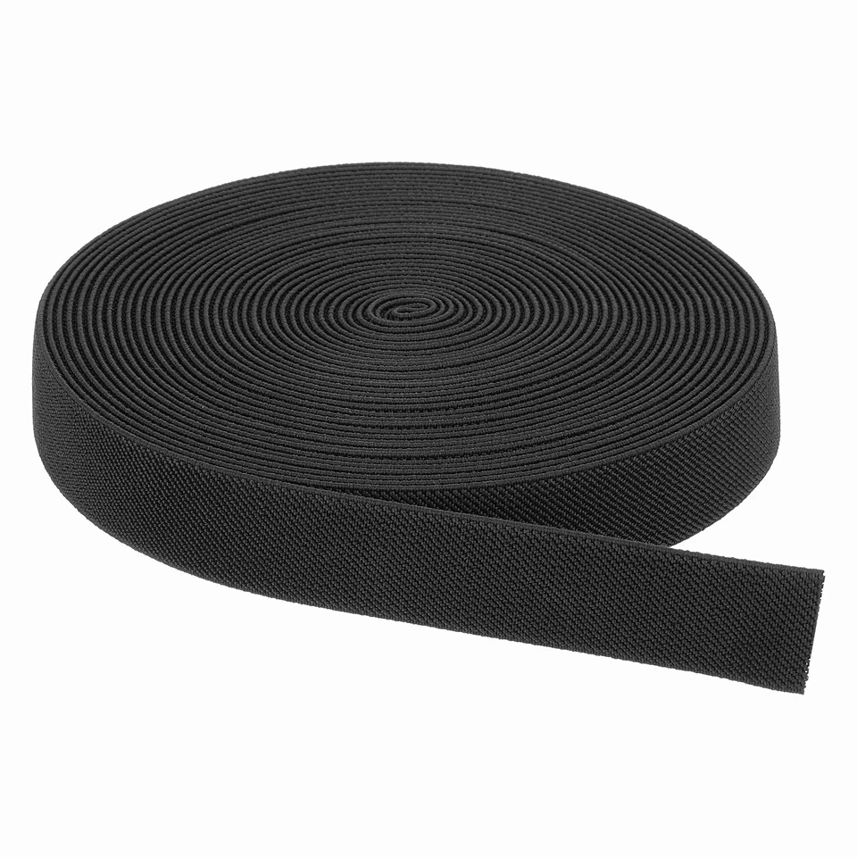 Bandas elásticas para coser carrete elástico tejido negro de 1 pulgada x 10 yardas Foto 1 de 4