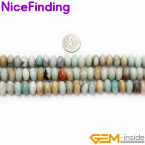 Cuentas espaciadoras de rondelle amazonita multicolor natural hilo para hacer joyas 15"" - Imagen 1 de 26