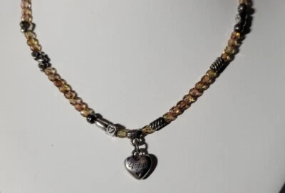 Collar Brighton SWEET HOPE Corazones de Plata Cuentas Ámbar, Usado en Excelente Condición, con Bolsa para Joyas Foto 1 de 4