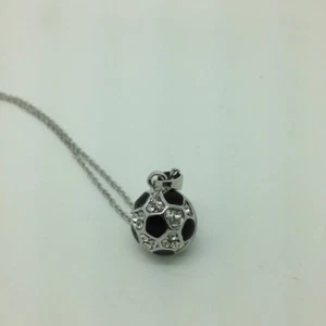 Black and White Soccer Ball Pendant 2018 World Cup With Free Silver Chain - Picture 1 of 3
