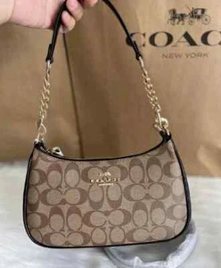 COACH CA548 Teri 2 way Shoulder Bag In Signature Canvas Fashion Crossbody - Picture 1 of 2