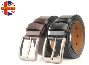 35 mm Black and Brown Color Men's Premium Leather Belt, Waist size 30'' to 58'' - Picture 1 of 12