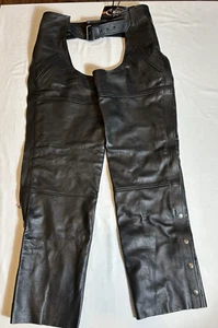Custom Bilt Leather Motorcycle chaps Large Herndon Lea with tags - Picture 1 of 8