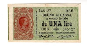 Italie ITALY ITALIA Billet 1 LIRA 1894 P34 King Umberto I RARE VF/ XF - Picture 1 of 2