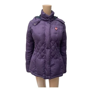 Womens Original Puffa Quilted Purple Coat Duck Down Warm Hooded Sz 8 /10 - Picture 1 of 12