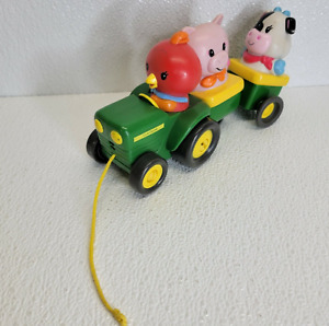 2006 Learning Curve Baby John Deere Pull Along Tractor Farm Animals