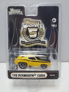 Muscle Machines 5th Anniversary 1970 Plymouth Cuda Yellow Diecast 1:64 Scale - Picture 1 of 6