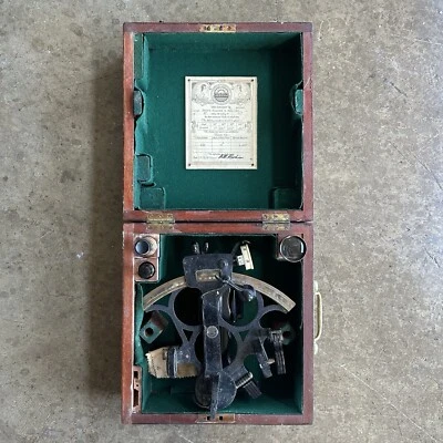 1945 Henry Hughes & Sons Husun Sextant 6-10” W/ Wooden Case - Image 1 of 4