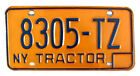 New York 1970s TRACTOR License Plate HIGH QUALITY # 8305 TZ