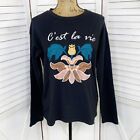 Forever 21 Embroidered Fluer De Lis Sweatshirt Top Womens Small Black Pullover