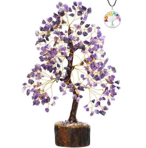 Amethyst Natural Crystal Money Tree for Good Luck Prosperity Feng Shui Decor - Picture 1 of 4