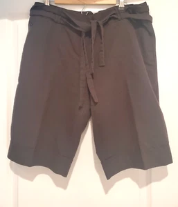 AGB Negro Talla 14 Mujer Bermudas Vestido Pantalones Cortos Imitación Bolsillos Doble Corbata Cinturón Golf - Imagen 1 de 10