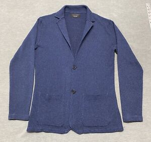 Zara Cardigan Sweater Button Up Blazer Jacket Mens Medium Blue Preppy Coat M