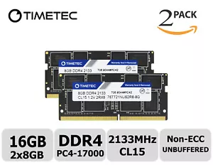 Timetec 2x8GB DDR4 2133MHz PC4-17000 Non-ECC 1.2V 2Rx8 SODIMM Laptop Memory RAM - Picture 1 of 9