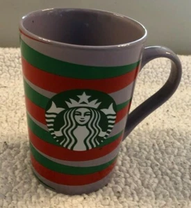 Starbucks 2020 Purple Red & Green Stripe 11 Ounce Coffee Cup Christmas Mug - Picture 1 of 5