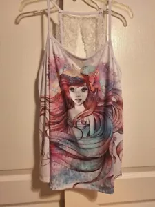 Disney's The Little Mermaid white w/lace shoulders junior ladies tank top XL NWT - Picture 1 of 3