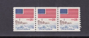1981 Flag & Anthem 18c Sc 1891 MNH coil strip of 3 plate number 1 - Picture 1 of 1