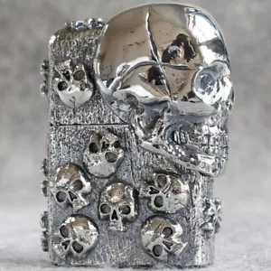Original Zippo Feuerzeuge Vintage Silber Farbe Totenkopf Winddicht Lighter Sammlerstücke - Bild 1 von 9