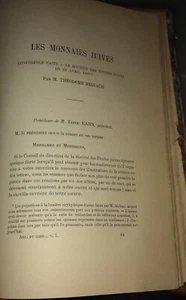 JUDAÏCA.NUMISMATIQUE. LES MONNAIES JUIVES.REINACH.1887. - Imagen 1 de 8
