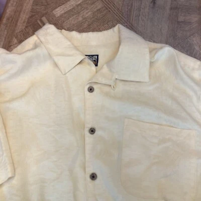 Camisa tropical amarilla manga corta Havana Jack's Café para hombre 2XL botones de coco Foto 1 de 4