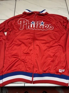 Chaqueta de béisbol Philadelphia Phillies para hombre 2XL roja cremallera completa bordada - Imagen 1 de 17