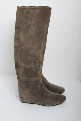 Lanvin Women Gray Knee High Boots Suede Leather Low Heel Casual Booties Sz EU 40 - Image 1 of 4