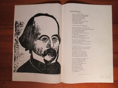ROBERT LOWELL '64 SIGNED Nathaniel Hawthorne 1804-1864 Poem Print RARE 1/150 1st - Image 1 of 4