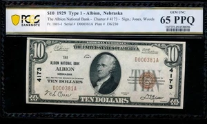 AC 1929 $10 First National Bank Albion, Nebraska ch# 4173 PCGS 65PPQ - Picture 1 of 2