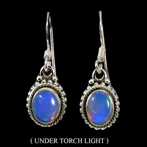 Orecchini in argento sterling 925 opale di fuoco ovale 8x6 mm pietre... - Foto 1 di 13