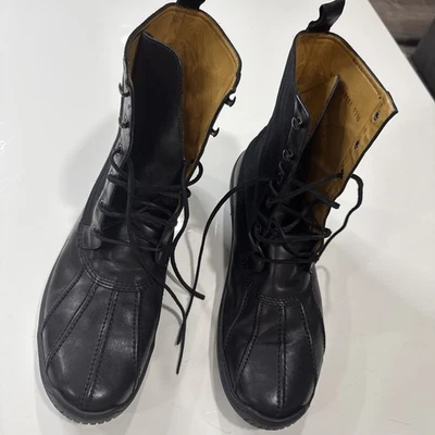 Botas Ralph Lauren Hombre Talla 11.5 Cuero Negro Combate Motociclista Hechas en Italia  Foto 1 de 4