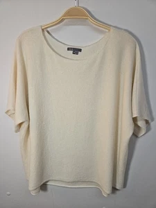 NWOT Vince 100% Cashmere Ivory Sweater Size M Oversized Short Sleeve - Picture 1 of 7