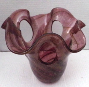 HQT Murano-Style Art Glass Vase–Pink & Gold Swirl, Hand Made Home Design Vintage - Picture 1 of 9