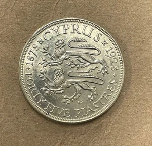 Cyprus - 1928 Large Silver 45 Piastres - Nice! - Picture 1 of 5