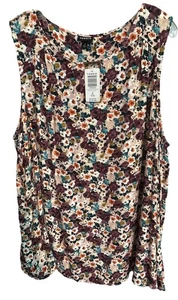 Top donna floreale Torrid taglia 2X rayon crepe metallo buco della serratura canotta senza maniche nuovo - Foto 1 di 5