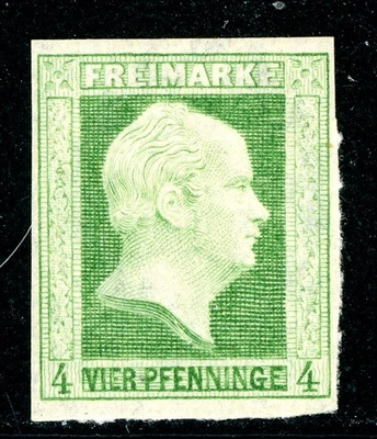 Germany States 1850 Prussia 4pf Yellow Green  Scott #1 Mint N933 - Image 1 of 4