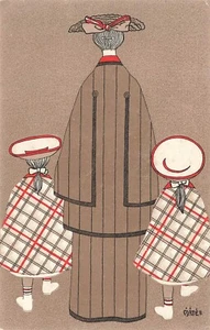 Mate' artist - Art Deco Nouveau - Rayas a Cuadros - Impresionante Postal Original - Imagen 1 de 2