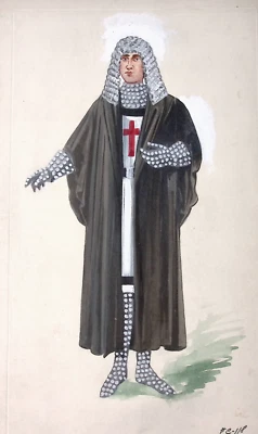 1920s Scottish Rite 31 Degree Judge Costume Original Catalog Art on Board - Image 1 of 3