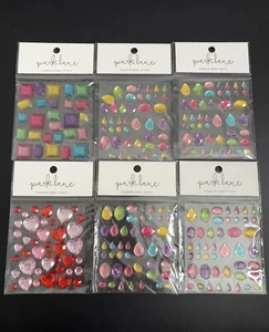 6 Park Lane Adhesive Gems Scrapbooking Stickers Square Oval Hearts Teardrop NEW - Picture 1 of 6