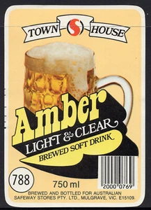 BEER LABEL: TOWN HOUSE AMBER LIGHT & CLEAR 750 ML GREAT CONDITION. - Foto 1 di 1
