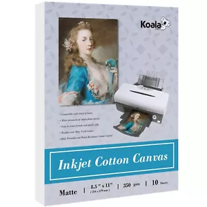 Koala Inkjet Printable Canvas Photo Paper 8.5x11 Matte 350g Waterproof 20 Sheets - Picture 1 of 13