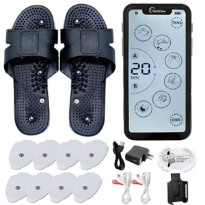 Touch Screen Tens Unit Muscle Stimulator Pain Relief Device Combo Slippers Set - Picture 1 of 6