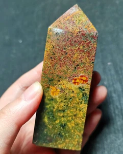 Rare 132.4G Natural Polished Orbicular Ocean Jasper Wand Point Healing B45 - Picture 1 of 12